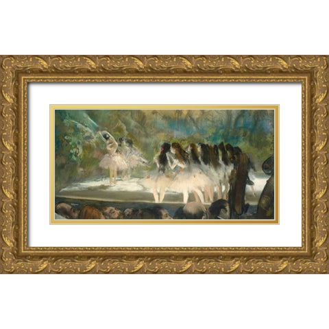 Ballet at the Paris Opera Gold Ornate Wood Framed Art Print with Double Matting by Degas, Edgar