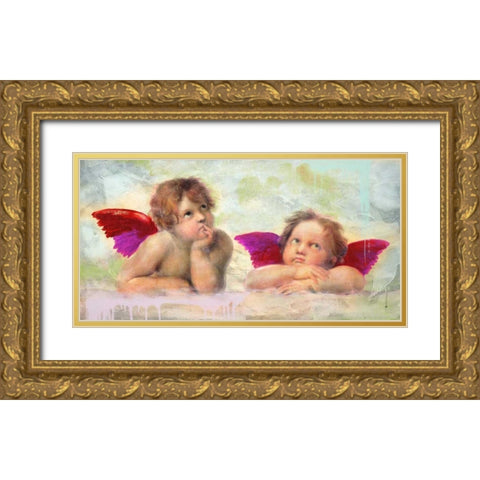 Raphaels Putti 2.0 Gold Ornate Wood Framed Art Print with Double Matting by Chestier, Eric