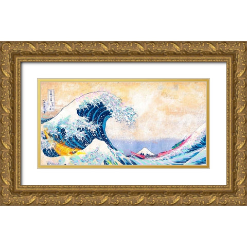 Hokusais Wave 2.0 (detail) Gold Ornate Wood Framed Art Print with Double Matting by Chestier, Eric