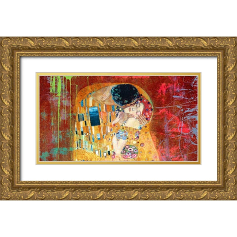Klimts Kiss 2.0 (detail) Gold Ornate Wood Framed Art Print with Double Matting by Chestier, Eric