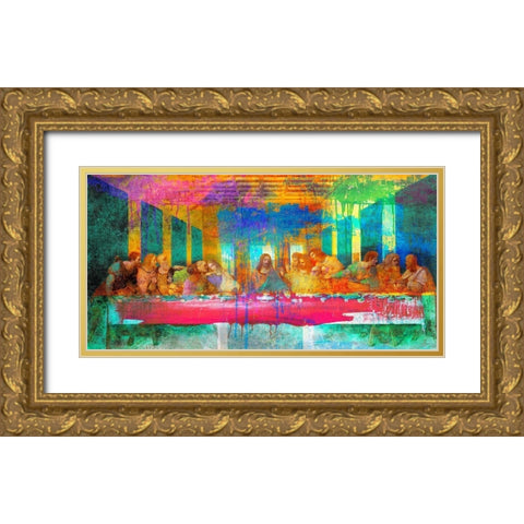 The Last Supper 2.0 Gold Ornate Wood Framed Art Print with Double Matting by Chestier, Eric