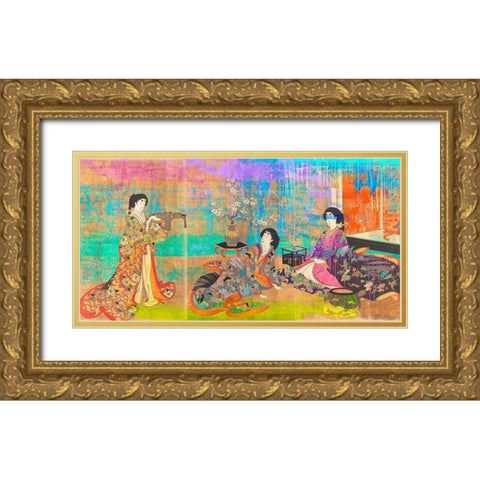 Hommage to Chikanobu Gold Ornate Wood Framed Art Print with Double Matting by Chestier, Eric