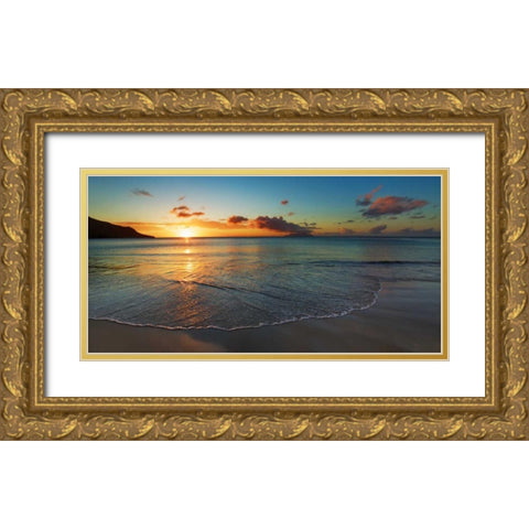 Baie Beau Vallon, Seychelles Gold Ornate Wood Framed Art Print with Double Matting by Krahmer, Frank