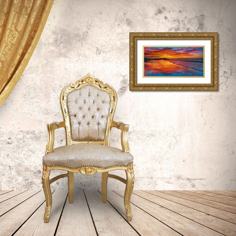 Sunset, North Island, New Zealand Gold Ornate Wood Framed Art Print with Double Matting by Krahmer, Frank