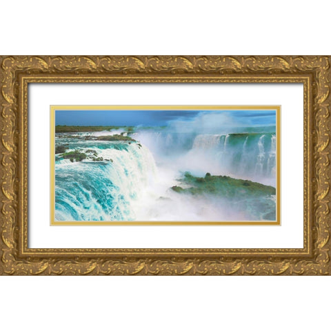 Iguazu Falls, Brazil Gold Ornate Wood Framed Art Print with Double Matting by Frank, Krahmer