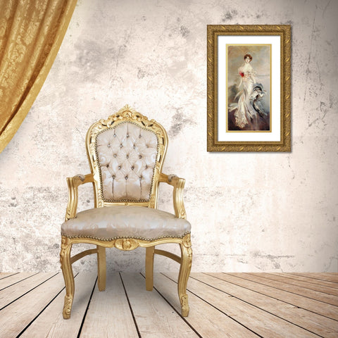 Madame Marthe Regnier Gold Ornate Wood Framed Art Print with Double Matting by Boldini, Giovanni