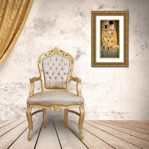 The Kiss Gold Ornate Wood Framed Art Print with Double Matting by Klimt, Gustav