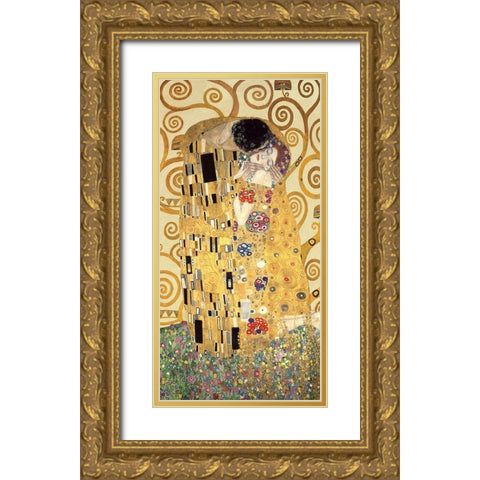 The Kiss Gold Ornate Wood Framed Art Print with Double Matting by Gustav, Klimt
