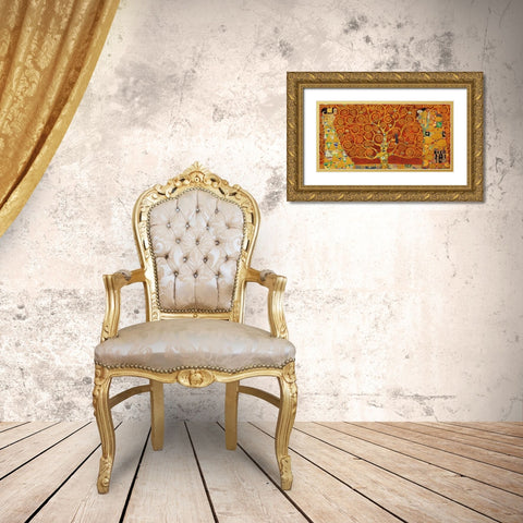 Tree of Life-Red Gold Ornate Wood Framed Art Print with Double Matting by Klimt, Gustav