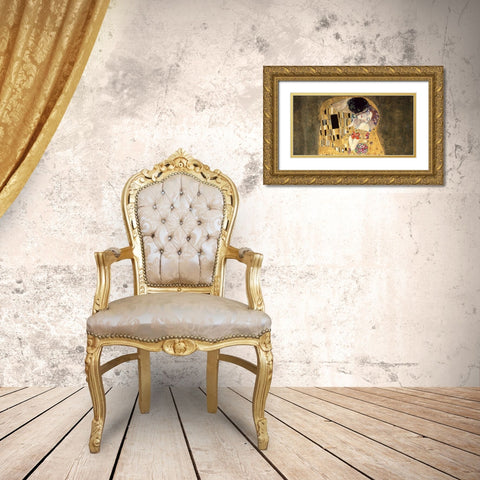 The Kiss Gold Ornate Wood Framed Art Print with Double Matting by Klimt, Gustav