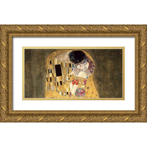 The Kiss Gold Ornate Wood Framed Art Print with Double Matting by Klimt, Gustav
