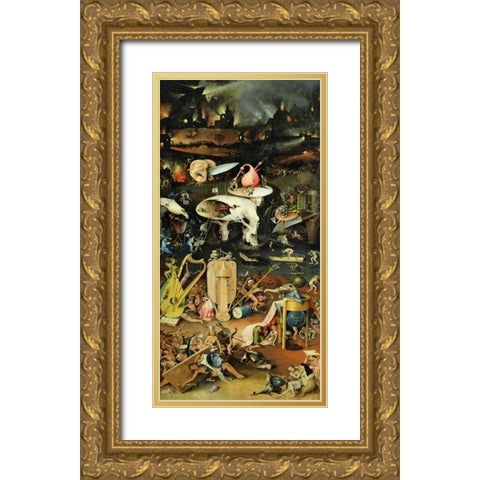 The Garden of Earthly Delights III Gold Ornate Wood Framed Art Print with Double Matting by Bosch, Hieronymus