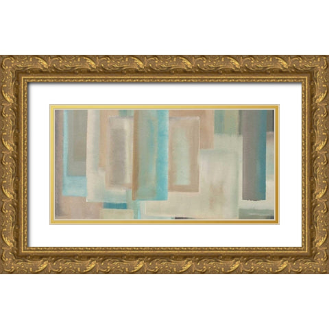 Aqua Gold Ornate Wood Framed Art Print with Double Matting by Corrado, Italo