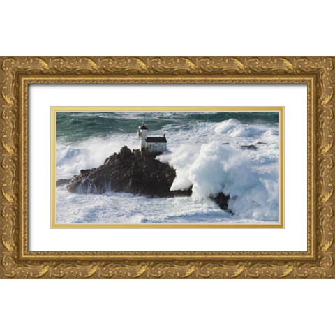 Phare de Tavennec Gold Ornate Wood Framed Art Print with Double Matting by Guichard, Jean