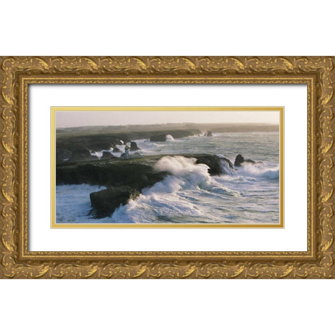 Phare des Poulains lors dâ€™une tempete Gold Ornate Wood Framed Art Print with Double Matting by Guichard, Jean