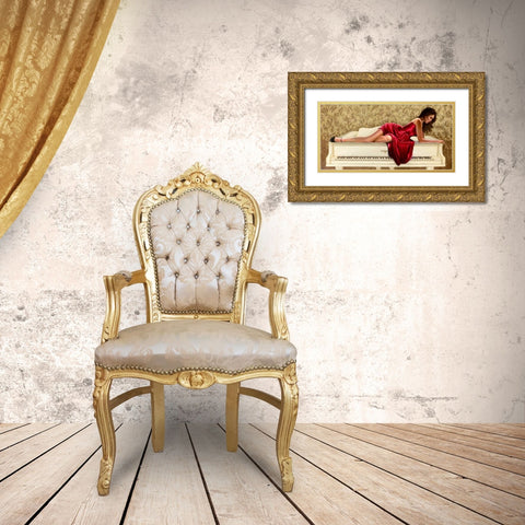 Woman in red Gold Ornate Wood Framed Art Print with Double Matting by Silver, John