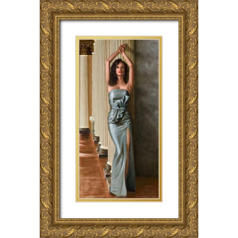 Interiors Gold Ornate Wood Framed Art Print with Double Matting by Silver, John