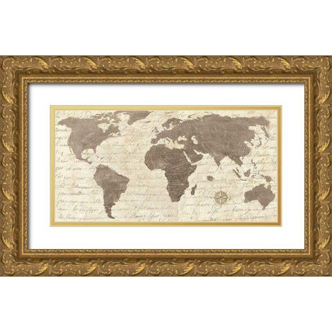 Geo taupe Classic Gold Ornate Wood Framed Art Print with Double Matting by Joannoo
