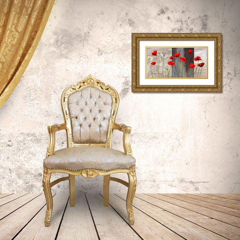 Country Poppies Gold Ornate Wood Framed Art Print with Double Matting by Thomlinson, Jenny