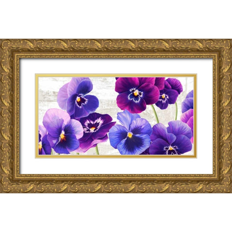 Dance of Pansies Gold Ornate Wood Framed Art Print with Double Matting by Thomlinson, Jenny