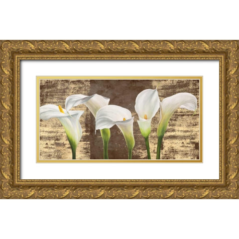 Callas on Gold (mocca variation) Gold Ornate Wood Framed Art Print with Double Matting by Thomlinson, Jenny