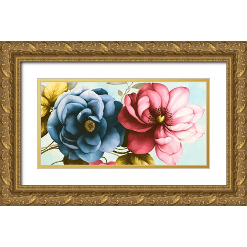 Azaleas Gold Ornate Wood Framed Art Print with Double Matting by Keiko, Rei