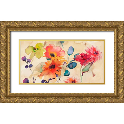 Floral Fireworks Gold Ornate Wood Framed Art Print with Double Matting by Parr, Kelly