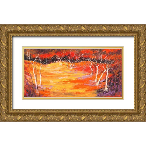 Foresta rossa Gold Ornate Wood Framed Art Print with Double Matting by Lucas