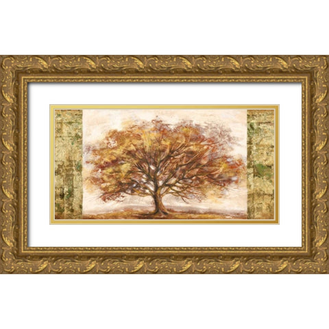 Golden Tree Panel Gold Ornate Wood Framed Art Print with Double Matting by Lucas