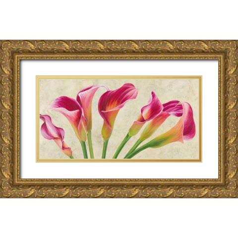 Calla parade Gold Ornate Wood Framed Art Print with Double Matting by Villa, Luca
