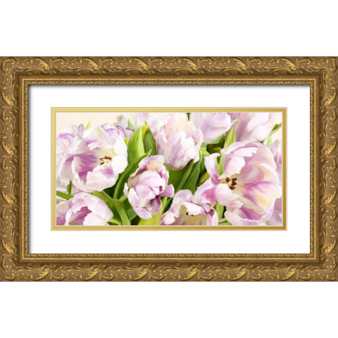 Tulipes en Fleur Gold Ornate Wood Framed Art Print with Double Matting by Villa, Luca