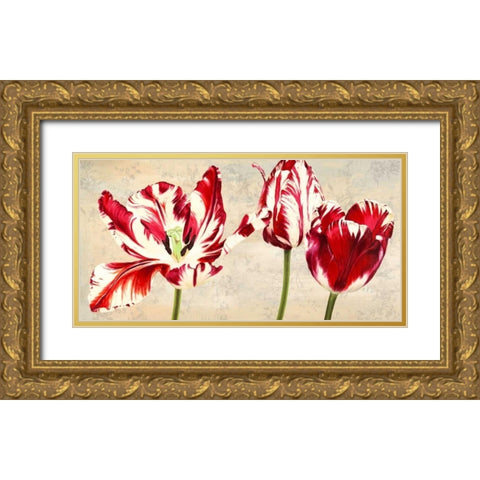 Tulipes Royales Gold Ornate Wood Framed Art Print with Double Matting by Villa, Luca