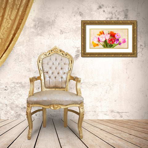 Tulips in Spring Gold Ornate Wood Framed Art Print with Double Matting by Villa, Luca