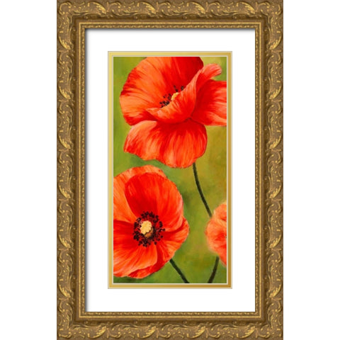 Poppies in the wind I Gold Ornate Wood Framed Art Print with Double Matting by Villa, Luca