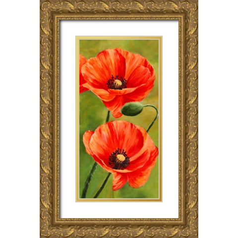Poppies in the wind II Gold Ornate Wood Framed Art Print with Double Matting by Villa, Luca