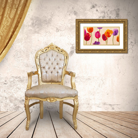 Tulips and Colors Gold Ornate Wood Framed Art Print with Double Matting by Villa, Luca