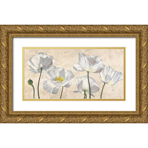 Poppies in White Gold Ornate Wood Framed Art Print with Double Matting by Luca, Villa
