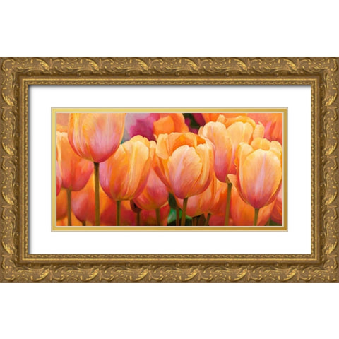 Summer Tulips Gold Ornate Wood Framed Art Print with Double Matting by Villa, Luca