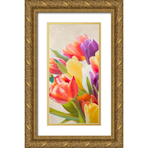 Spring Tulips I Gold Ornate Wood Framed Art Print with Double Matting by Villa, Luca
