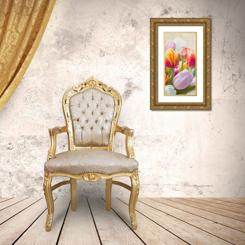 Spring Tulips III Gold Ornate Wood Framed Art Print with Double Matting by Villa, Luca