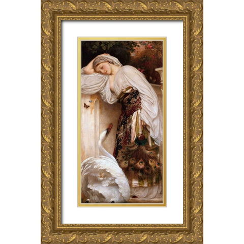 Odalisque Gold Ornate Wood Framed Art Print with Double Matting by Leighton, Frederic