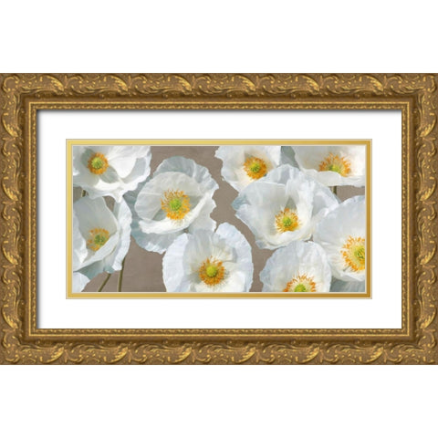 Poppy Arrangement (Taupe) Gold Ornate Wood Framed Art Print with Double Matting by Leonardo, Sanna