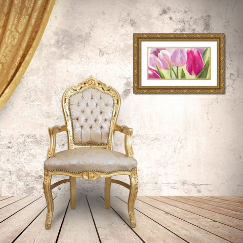 Tulipes Gold Ornate Wood Framed Art Print with Double Matting by Sanna, Leonardo