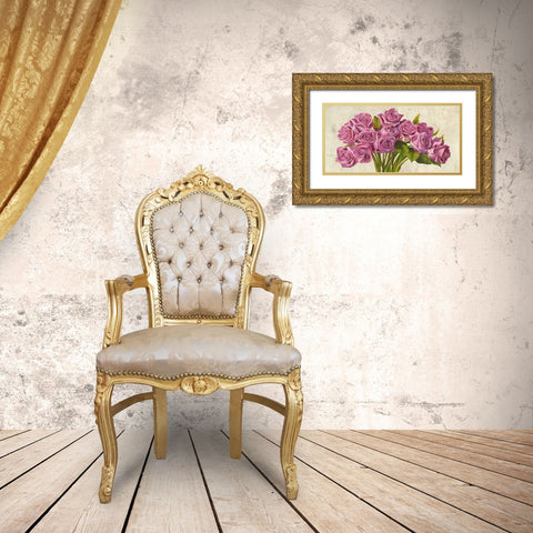 Roses Gold Ornate Wood Framed Art Print with Double Matting by Sanna, Leonardo