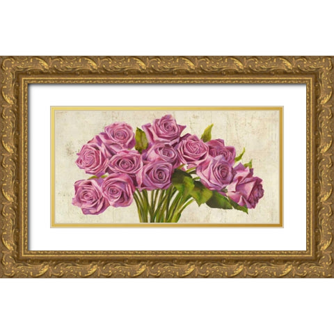 Roses Gold Ornate Wood Framed Art Print with Double Matting by Sanna, Leonardo