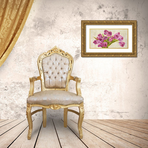 Tulipes Gold Ornate Wood Framed Art Print with Double Matting by Sanna, Leonardo