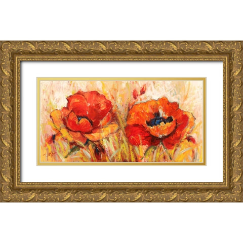 Papaveri Gold Ornate Wood Framed Art Print with Double Matting by Florio, Luigi