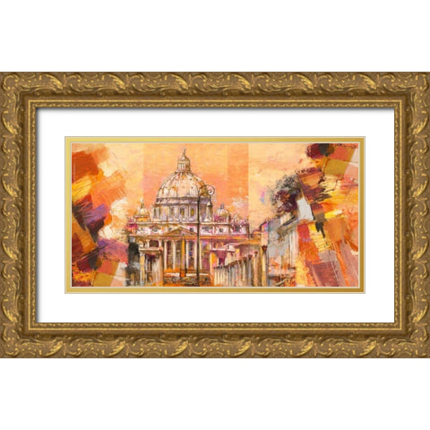 Splendida Roma Gold Ornate Wood Framed Art Print with Double Matting by Florio, Luigi