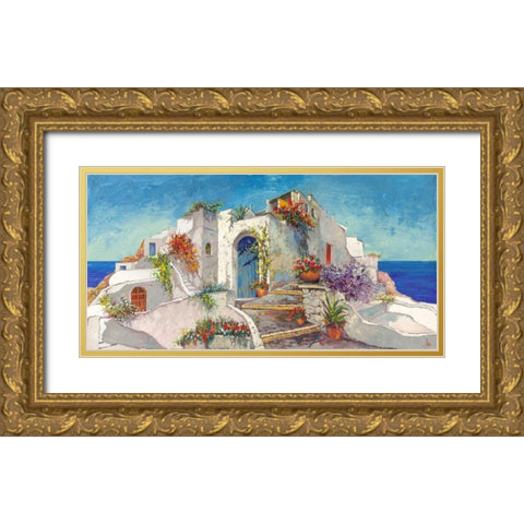 Casa nelle Cicladi Gold Ornate Wood Framed Art Print with Double Matting by Florio, Luigi