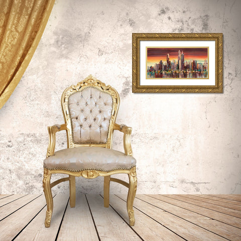 Sera su New York Gold Ornate Wood Framed Art Print with Double Matting by Florio, Luigi